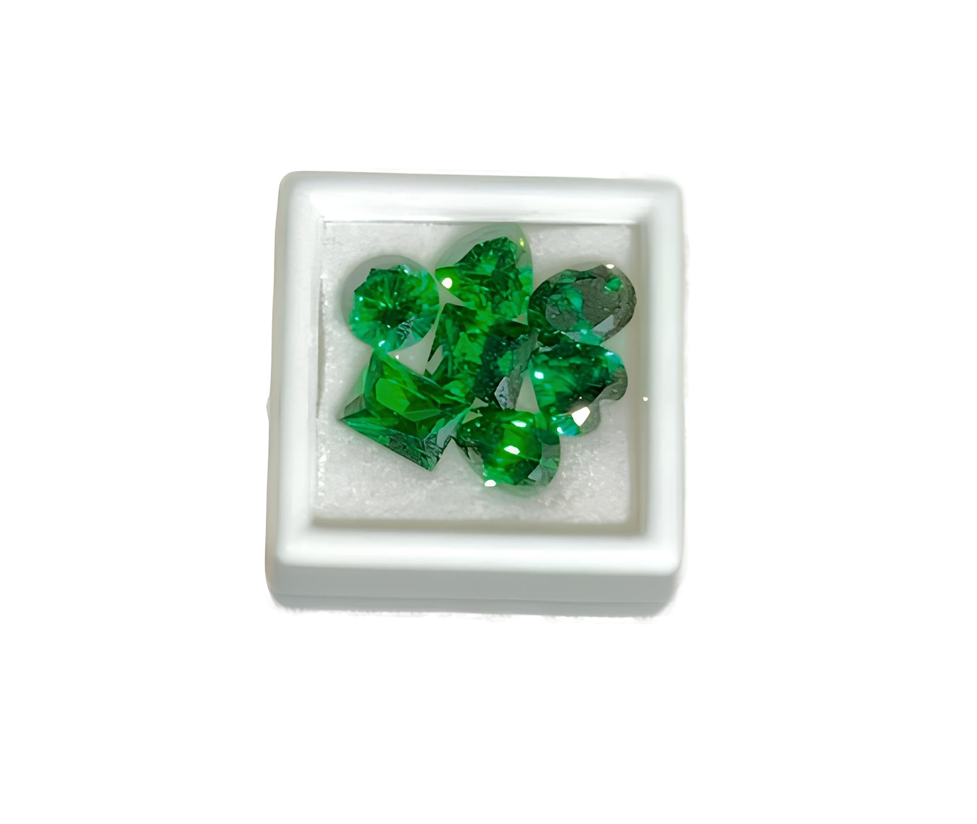 Set di 7 pietre di corindone smeraldo, diverse forme, pietre decorative per gioielli e collezionismo