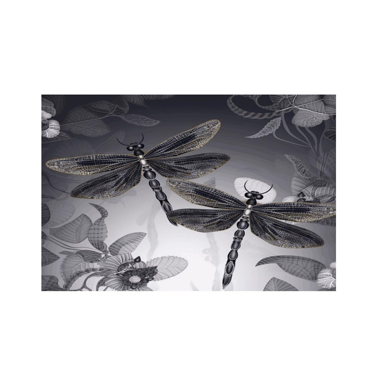 Dragonflies Grey Placemats Non-Slip Heat Resistant Table Mats Flax Washable Cloth Place Mats Easy to Clean Premium Placemat for Kitchen Dining Table Decor Party Outdoor
