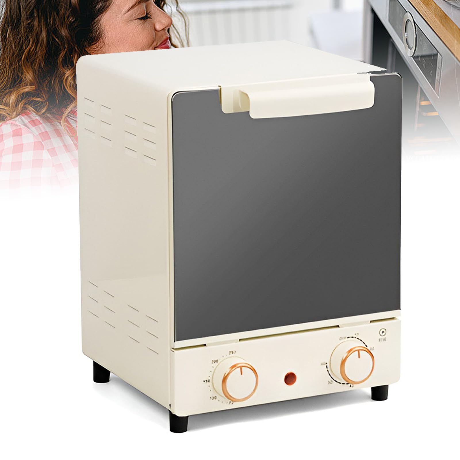Mini Piekarnik Nablatowy Beztłuszczowa Frytkownica, 15 L Pionowy Inteligentny Piekarnik Konwekcyjny Z Blachą Do Pieczenia, Regulacja Temperatury 70–250 ℃, Timer 60 Min, Do Małych Kuchni