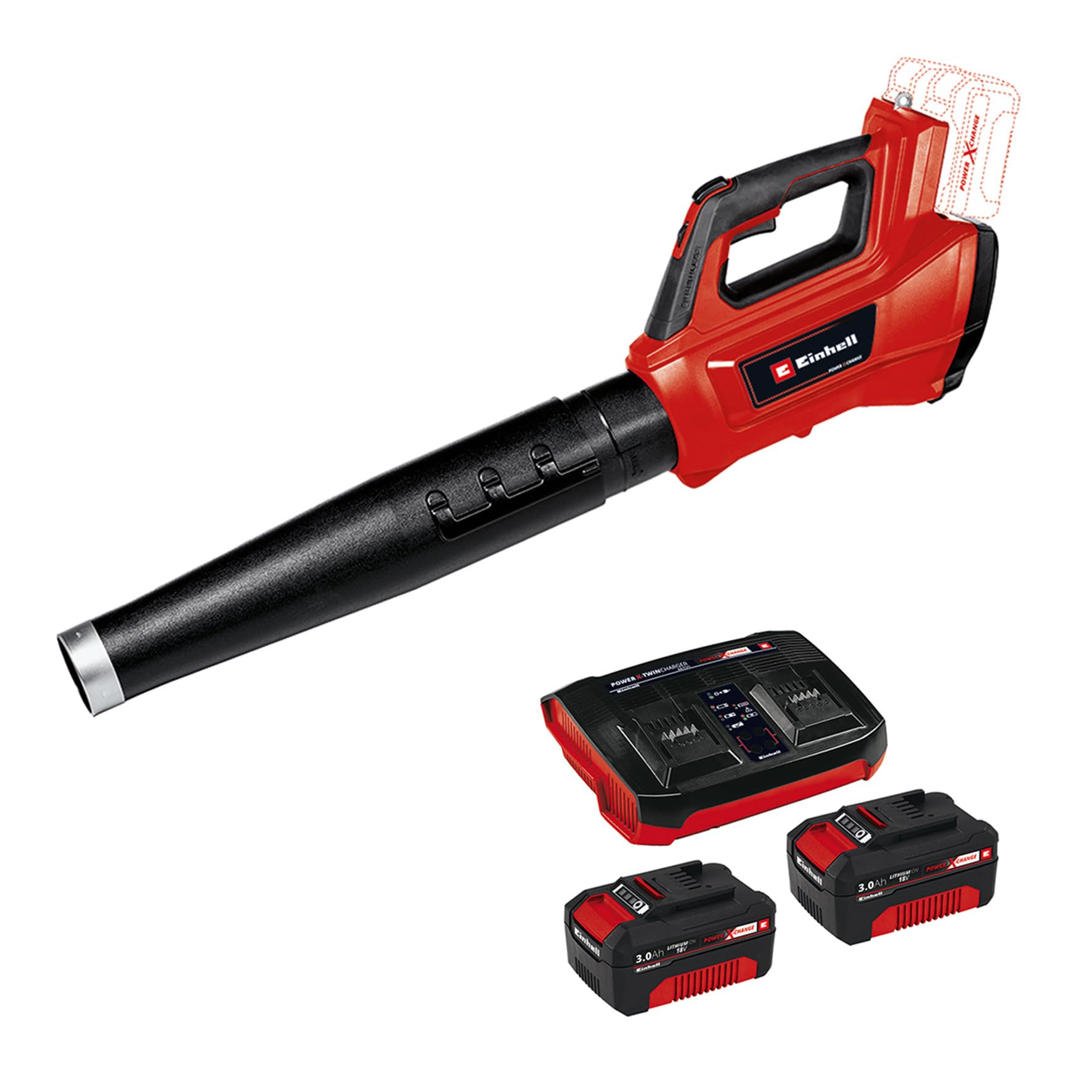 Einhell Akumulatorowa dmuchawa do liści GE-LB 36/210 Li E-Solo Power X-Change & Einhell Oryginalny zestaw startowy akumulator i ładowarka Power X-Change