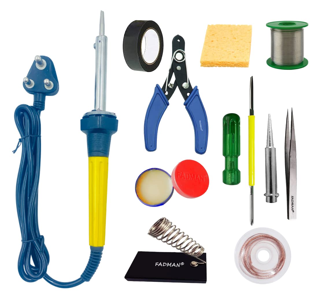 FADMAN SOLDERING IRON A-3 60 W | BEST BUNDLE KIT | SOLDER WIRE | FLUX | STAND | WICK | SCREWDRIVER | BIT | TWEEZER | CUTTER | SPONGE | TAPE | SOLDERING IRON KIT (B0BWNNDYVB) Amazon Price History, Amazon Price Tracker