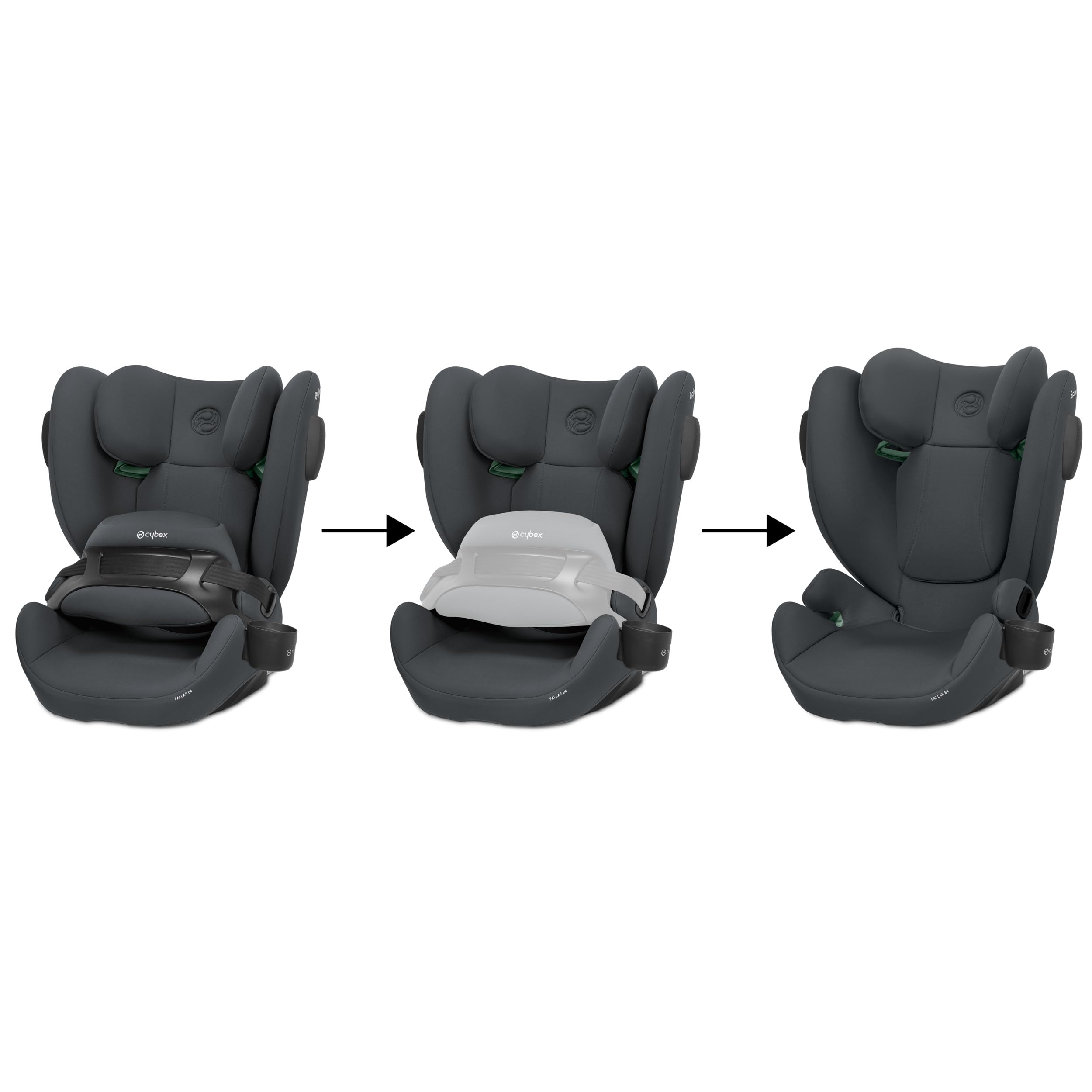 CYBEX Silver Seggiolino Auto Pallas B4 i-Size, ISOFIX, Gruppo 1/2/3 (9-50 kg), Da circa 15 Mesi fino a 12 Anni, Incluso Porta Bevande, Cobblestone Grey