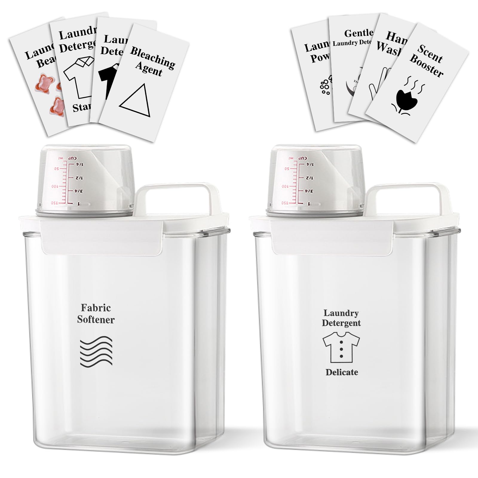 YFPOPONE Laundry Detergent Storage Box, Pack of 2, 1800 ml Washing Powder Storage Box with Measuring Cup, Multifunctional Detergent Box, Washing Powder Dispenser, Airtight Detergent Dispenser