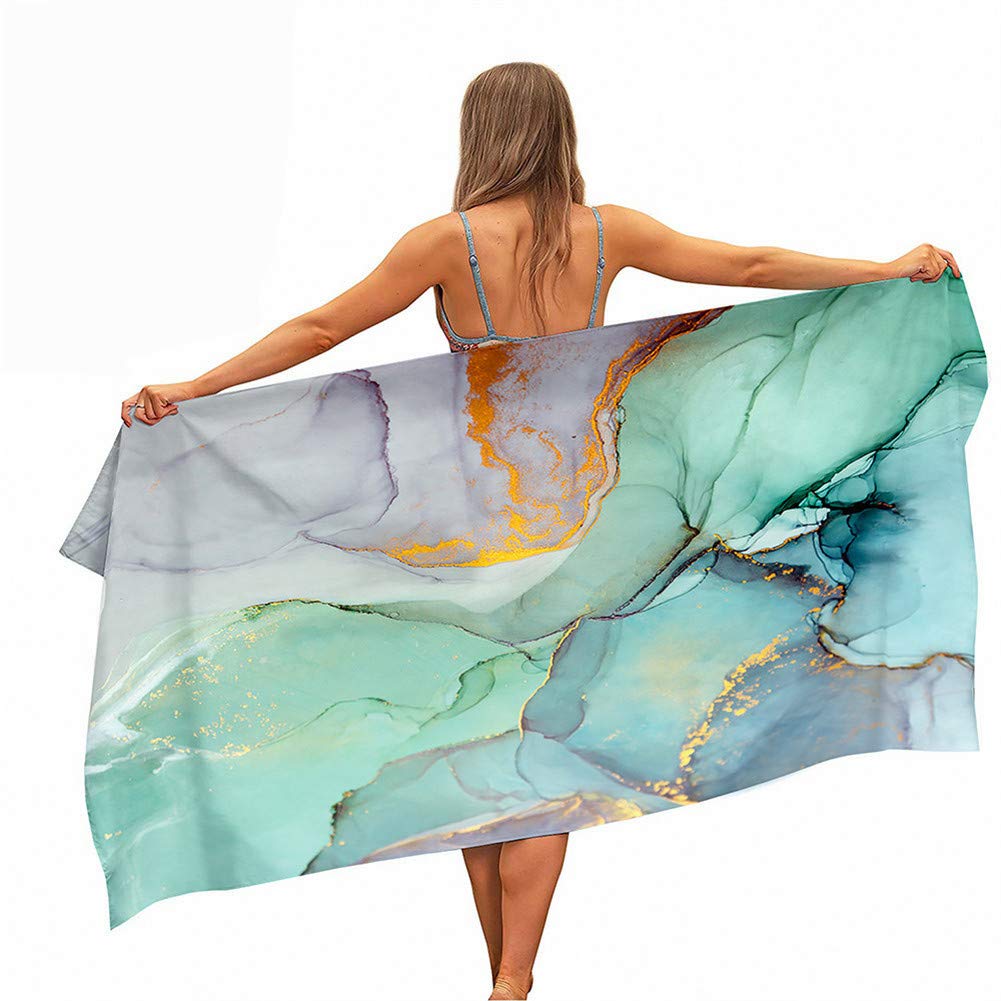 Surwin Girls Stone Print Beach Bath Towel, 3D Marbling Marble Print Microfibre Quick Dry Extra Large Lightweight Super Soft Summer Towels For Travel Vacation Pool Swim Or Sports Fitness (,80X180cm)