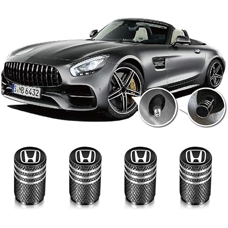 Amazon Qingtech For Honda ホンダ バルブキャップ 車 ホンダ エアー バルブ キャップ 車用メタル 腐食 防止 4個組 ブラック シートベルト用品 車 バイク