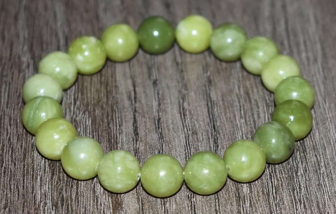 Braccialetto in diaspro verde fatto a mano con pietre semipreziose naturali da 10 mm, perline rotonde lisce ed elastiche, braccialetto bohémien, braccialetto per meditazione spirituale, regolabile,