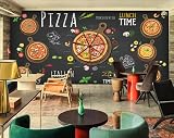 Custom Size Wall Murals，Pizza Wall Mural for Western Restaurants，Removable Peel and Stick Self-Adh