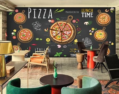 Custom Size Wall Murals，Pizza Wall Mural For Western Restaurants，Removable Peel And Stick Self-Adhesive Wall Murals Large Photo Wallpaper #TOP13
