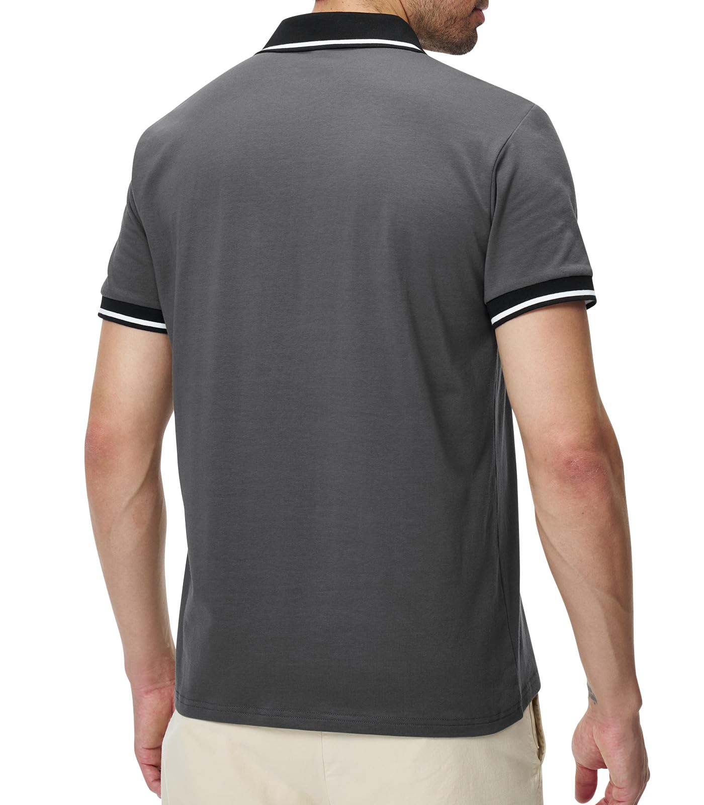 Homme Polo Manches Courtes Couleur de Contraste Polo Shirts Golf Polo T-Shirt Été Regular Fit M-4XL