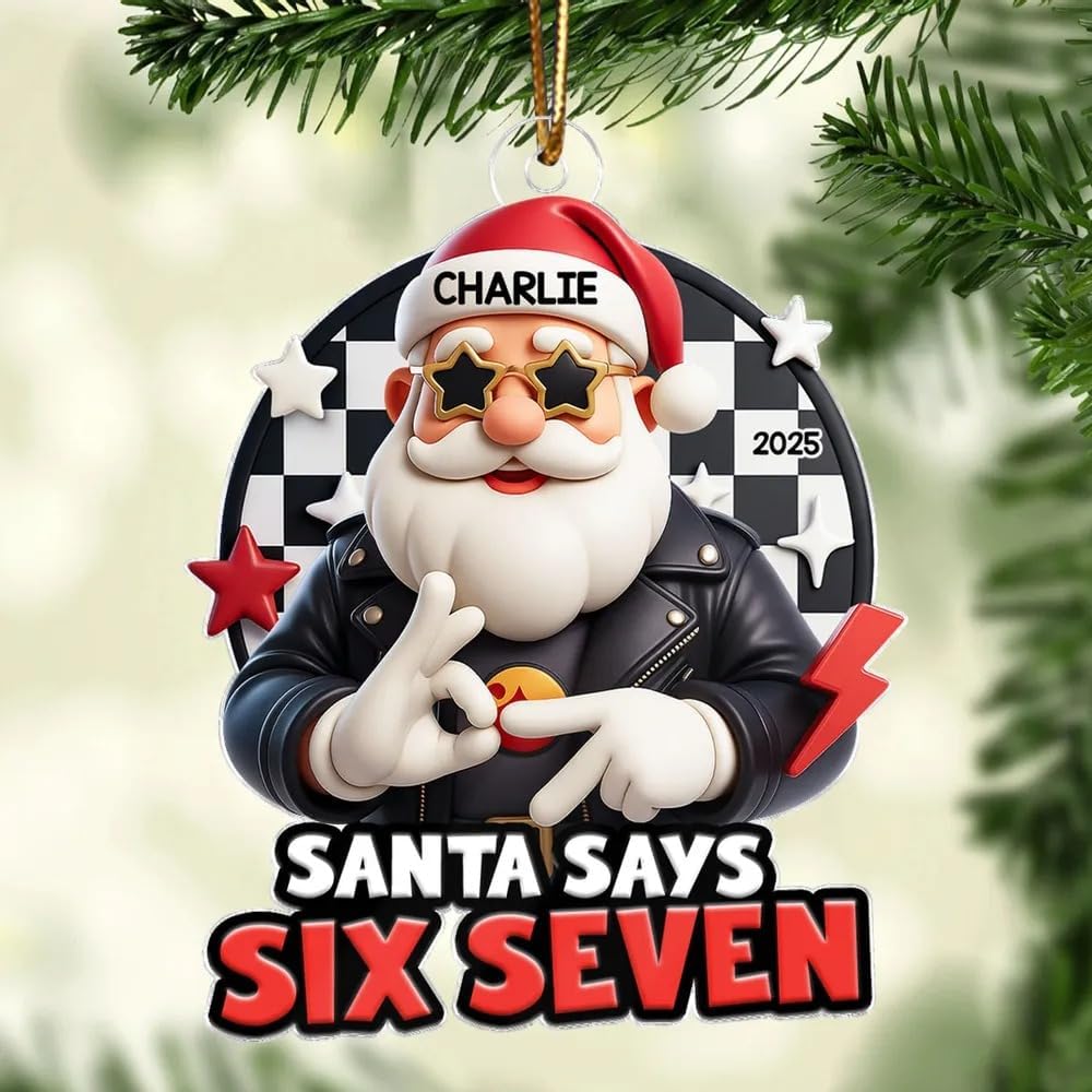Custom Name 67 Six Seven Personalized Acrylic Ornament 2025, Custom 6 7 Ornament, Teen Slang Ornaments, Teenager Ornaments, Funny Teenager Decoration for Christmas Tree, 7