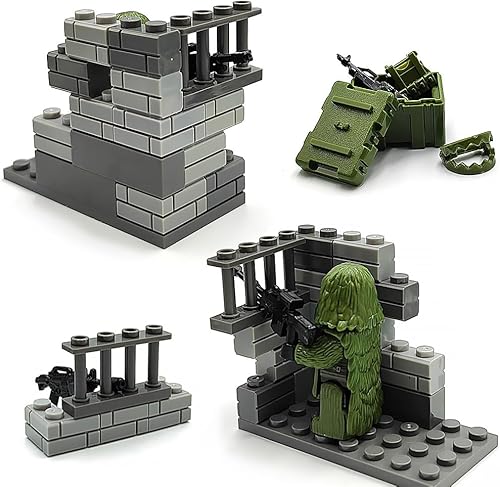 Miniatura 4 de Guns Military Base Post Camouflaged Army Battle Brick Toys Weapon Sets Accessories Compatible with Major Mini Figure for 6-12 Boys Gifts (Camouflage)