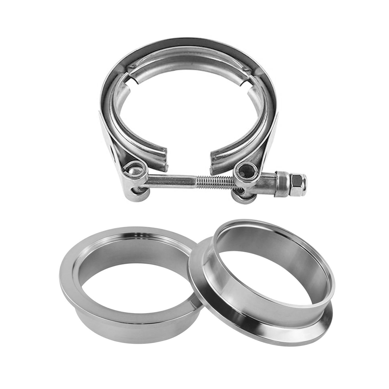 4 Inch 4" Stainless Steel Exhaust V Band Clamp Male Female Flange Assembly