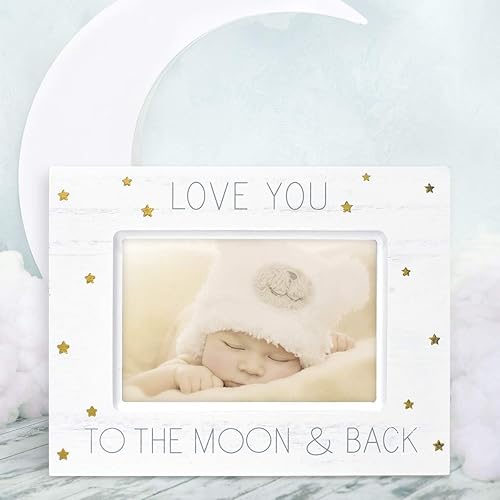 Miniatura 3 de Malden International Designs Baby Memories Love You To Wood - Marco de fotos con detalles de lámina dorada, 4 x 6 pulgadas, color blanco