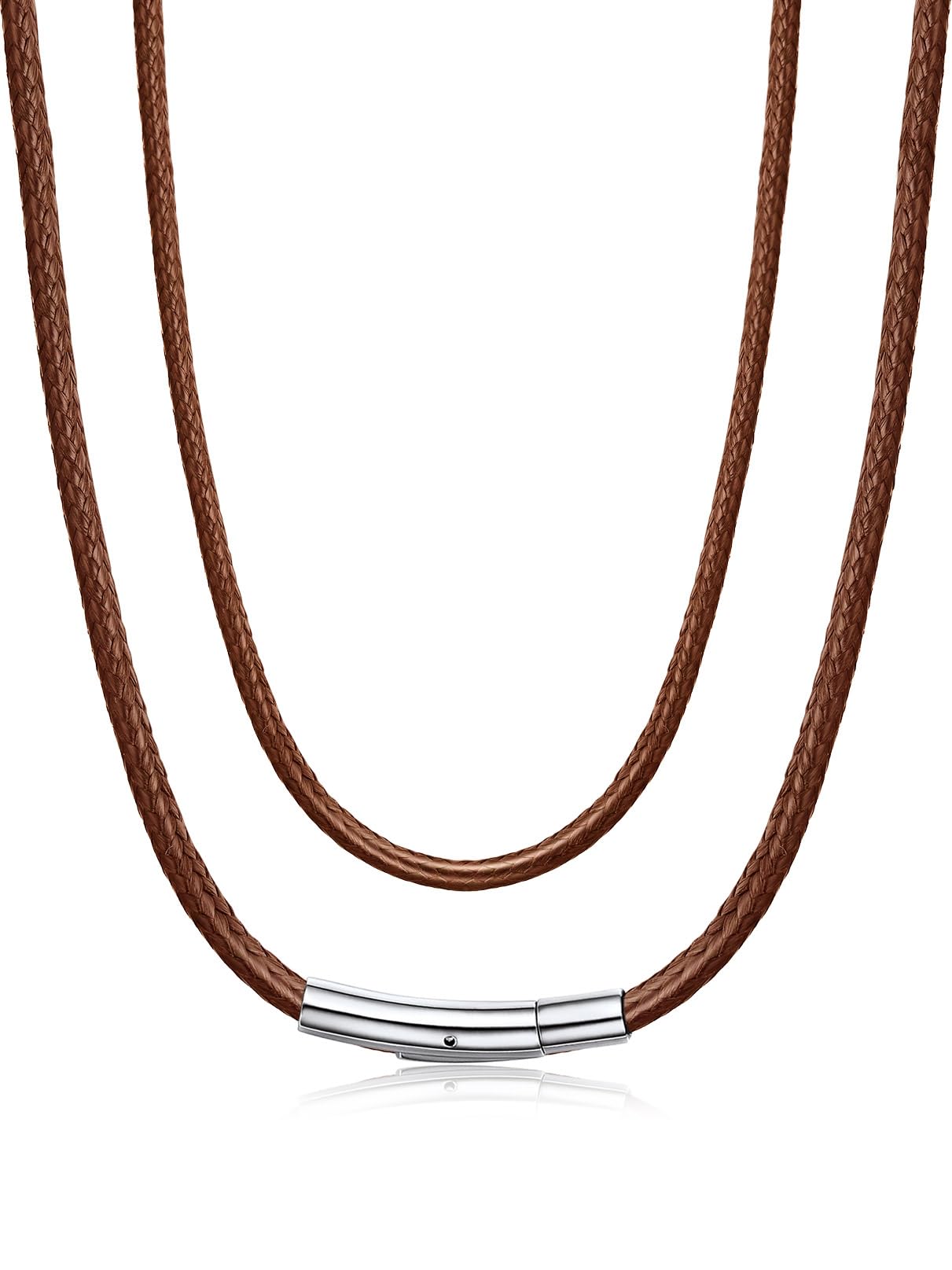 Bandmax 2MM/3MM Wax Rope Chain Necklace for Men Women Durable Waterproof Black/Brown Leather Cord Chains for Pendant, Customizable Clasp, Length 16"-