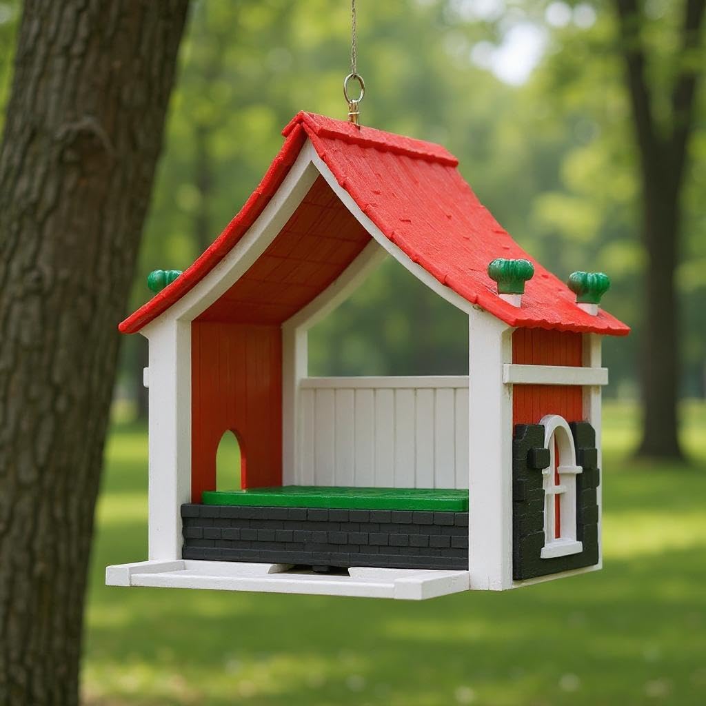 Vogelhäuschen für den Garten – Deko-Set im Chalet-Stil für den Garten, Outdoor-Zubehör, Vogelfutterstation im Hütten-Stil, Geschenk für Vogelliebhaber, Vogelhäuschen