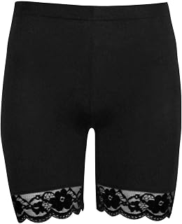 METLUQ M0D4 Womens Cycling Shorts Ladies Hot Pants Scallop Lace Trim Jersey Gym Bike Tights