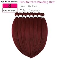 Vista 2 de Cabello trenzado preestirado de 26 pulgadas, 8 paquetes de extensiones de cabello profesional para trenzar, de fibra sintética, trenzas trenzadas