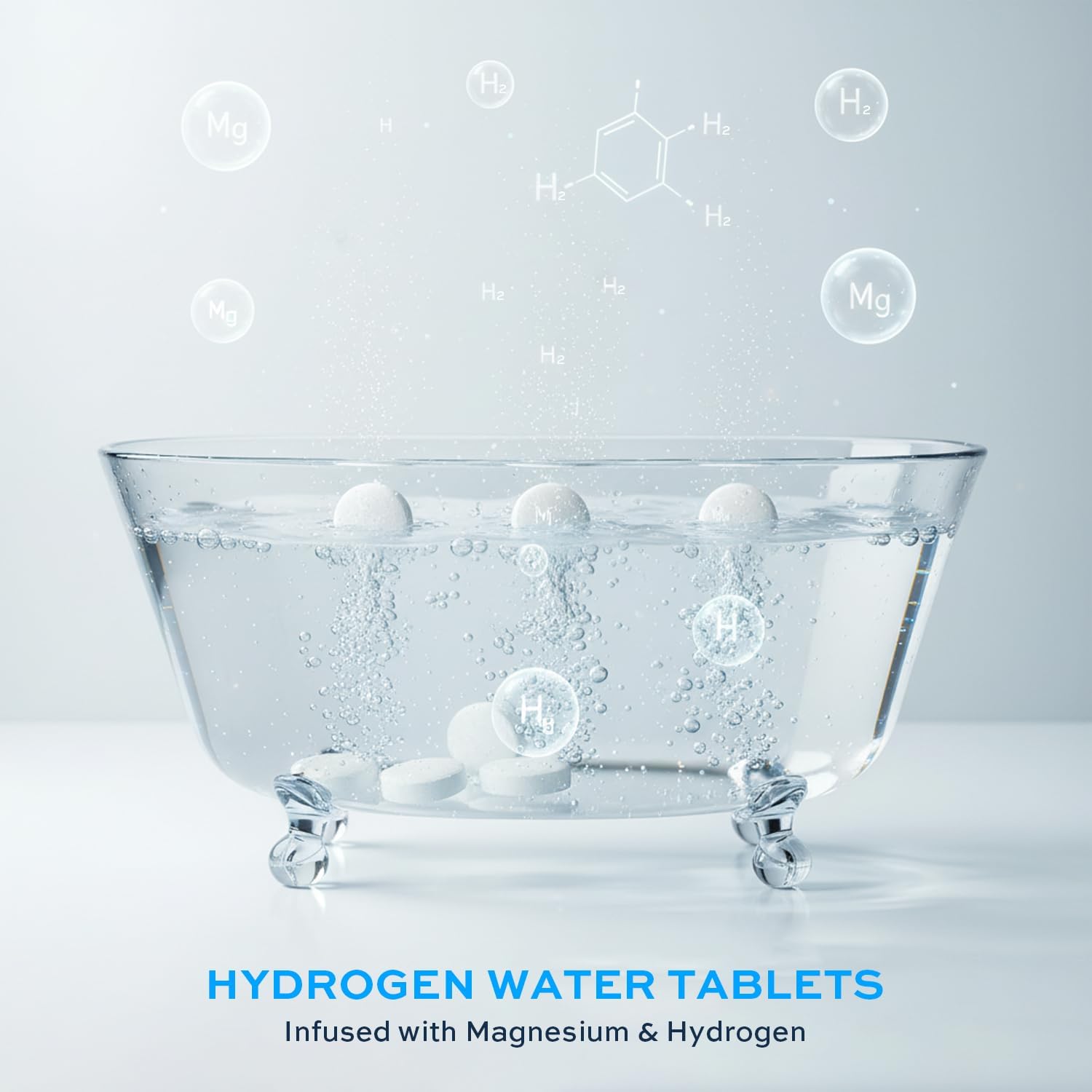 Hydrogen Bath Bombs Tablets,H2 Tablets with Magnesium for Muscle Recovery, H2 Water for Body Soak, Molecular Hydrogen Nano Bubbles for Athletes,Gift for Men, 80 Count 15 Uses