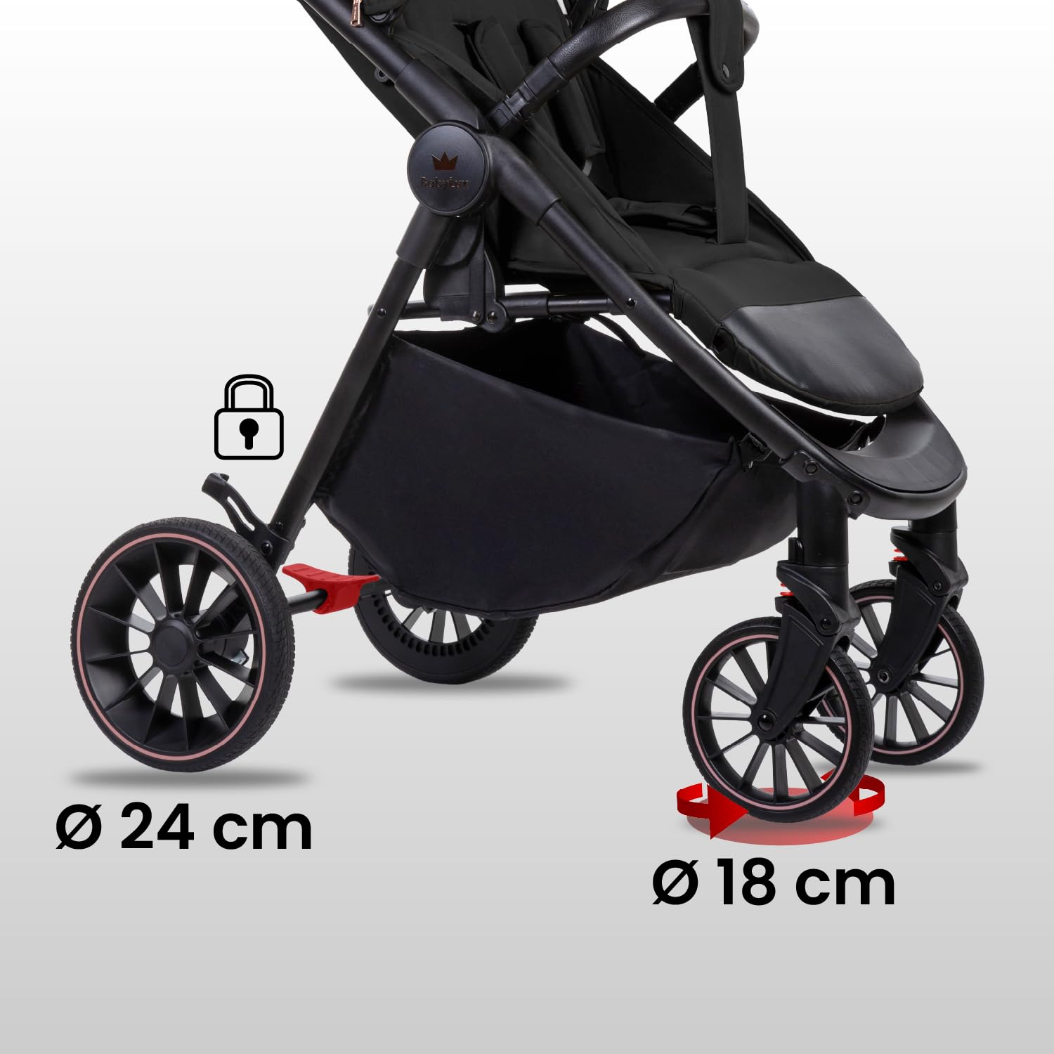 Babylux Passeggino Leggero da Viaggio ROMBO con Funzione Reclinabile, Onyx | Passeggino Pieghevole, Manubrio Telescopico, Ripiegabile In Modo Compatto, Borsa Per Pannolini E Viaggio E Altri Accessori