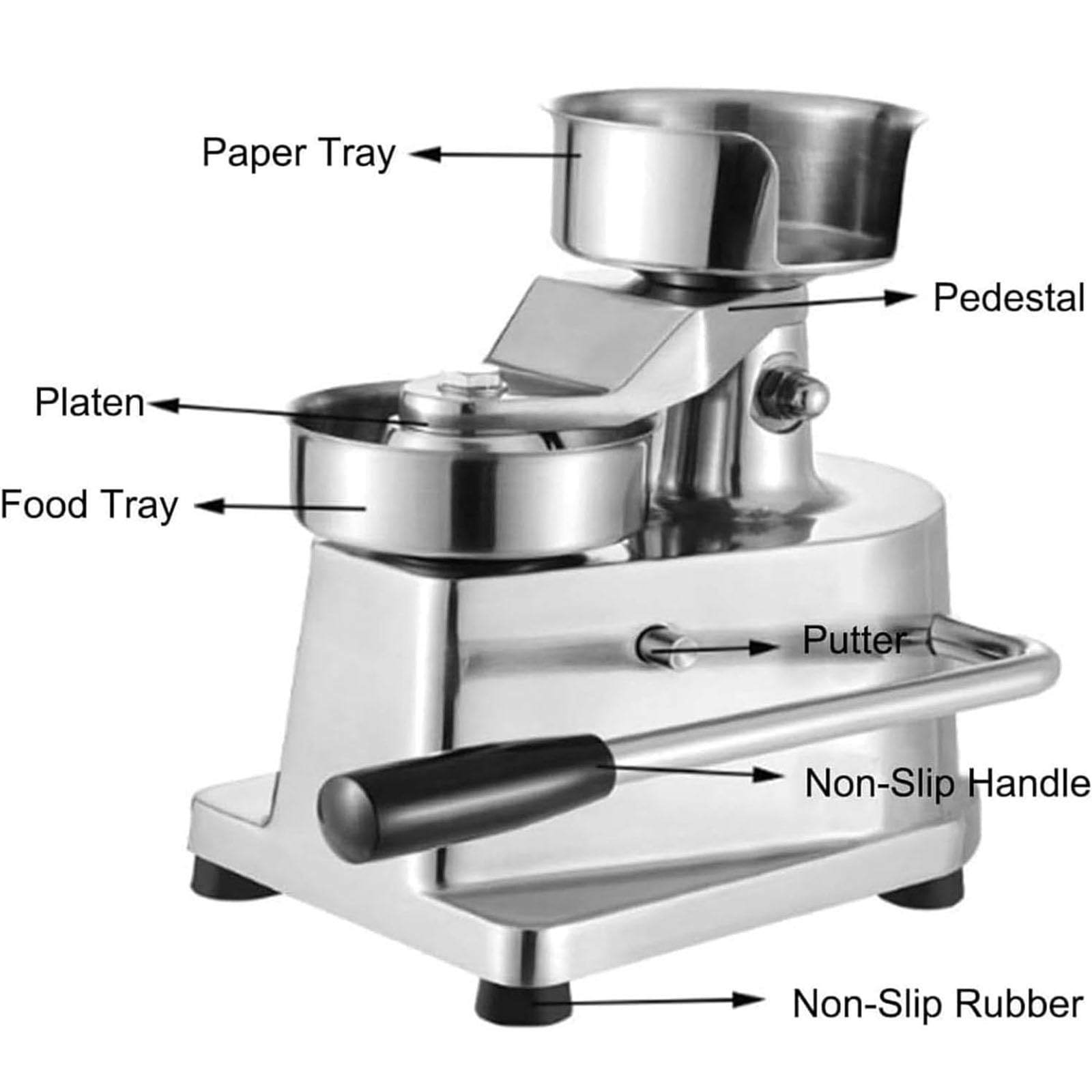 Kommerzieller Burger-Patty-Maker, robuste Edelstahl-Burgerpresse mit 500 Patty-Papieren für Rind, Schwein, Huhn – Größen 10,2 cm, 12,7 cm, 15,2 cm