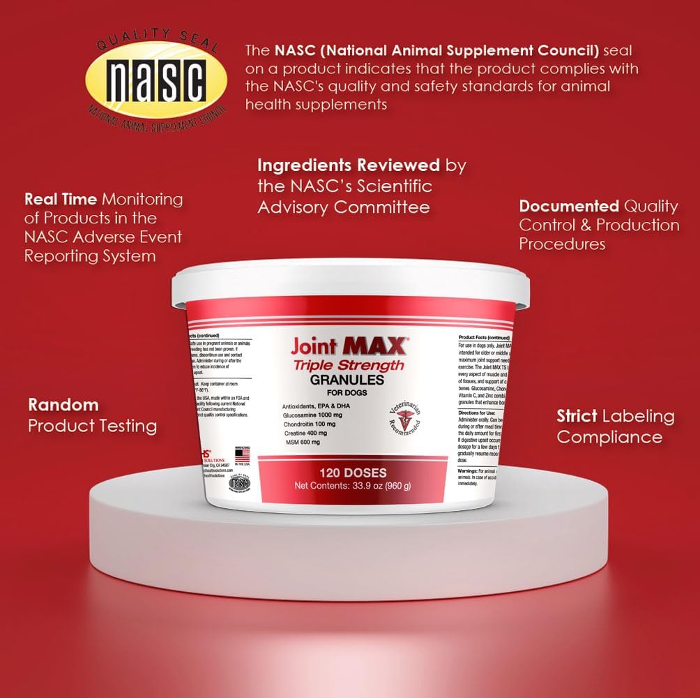 TS Joint Supplement Vet Formulated Pain & Inflammation Relief Treats Hip Dysplasia & Arthritis, Glucosamine, Chondroitin, Turmeric, MSM, HA, Creatine, Omega 3 EPA + DHA. Granules 120 Doses