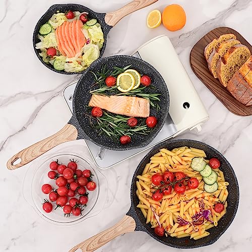 JEETEE 8 & 9.5 & 10 Inch Nonstick Frying Pan Sets for Cooking - Dual Spouts - Image 2