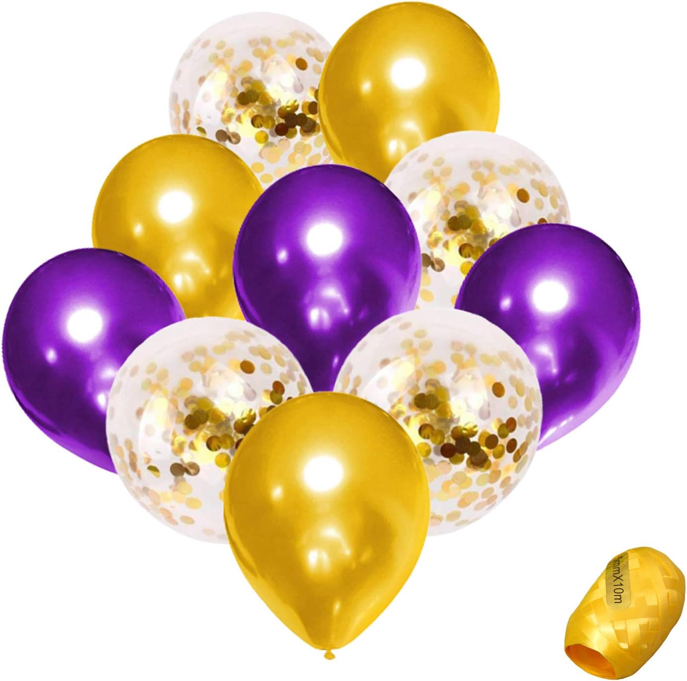 Purple and Gold Confetti Balloons 51pcs Premium 12 Inch Balloons for Baby Bridal Shower Birthday Party Decorations