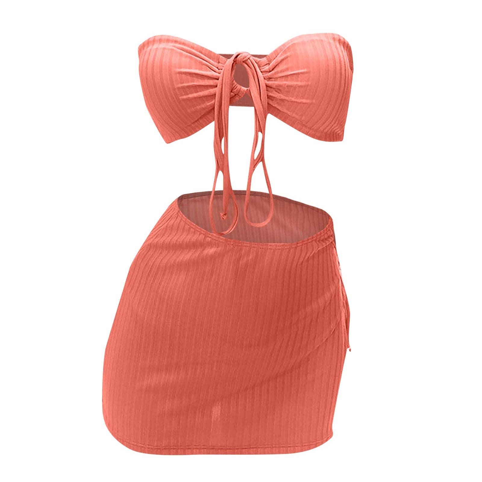 Women's Solid Color Split Bikini Beach Swimsuit (2 Sets With Chest Pads Without Steel Bra)