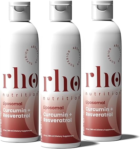 Miniatura 10 de Rho Nutrition Curcumina liposomal + resveratrol (paquete de 1)  Suplemento de curcumina líquida de ultra alta absorción  Promueve la comodidad de