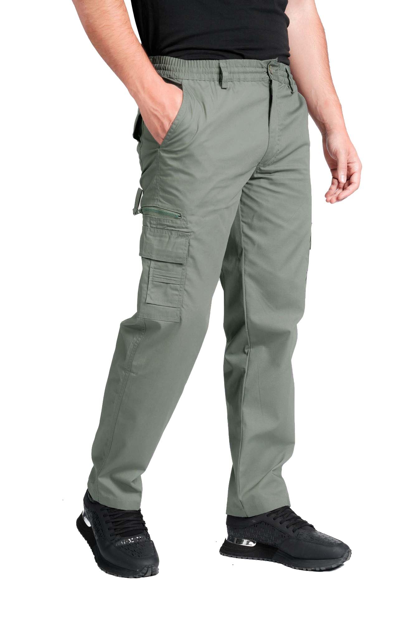 LABEL APPAREL Mens Cargo Trousers M-6XL Lightweight Elasticated Combat Pocket Work Pants (as8, Alpha, xx_l, Regular, Regular, Khaki)