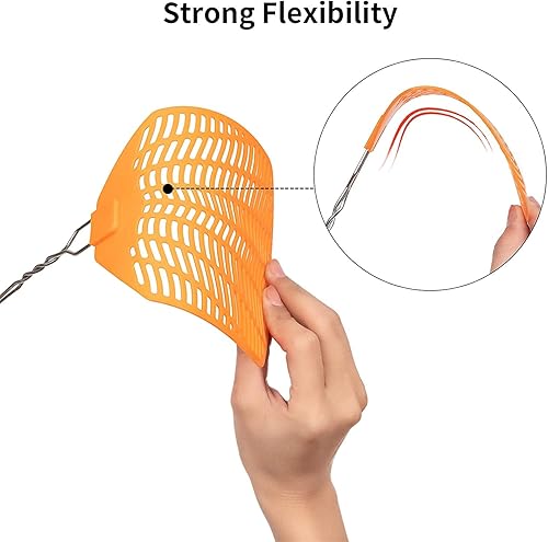 Miniatura 3 de Garsum Paquete de 6 matamoscas de plástico fuerte, mango largo duradero, matamoscas a granel, insectos, matamoscas que funcionan para interiores y