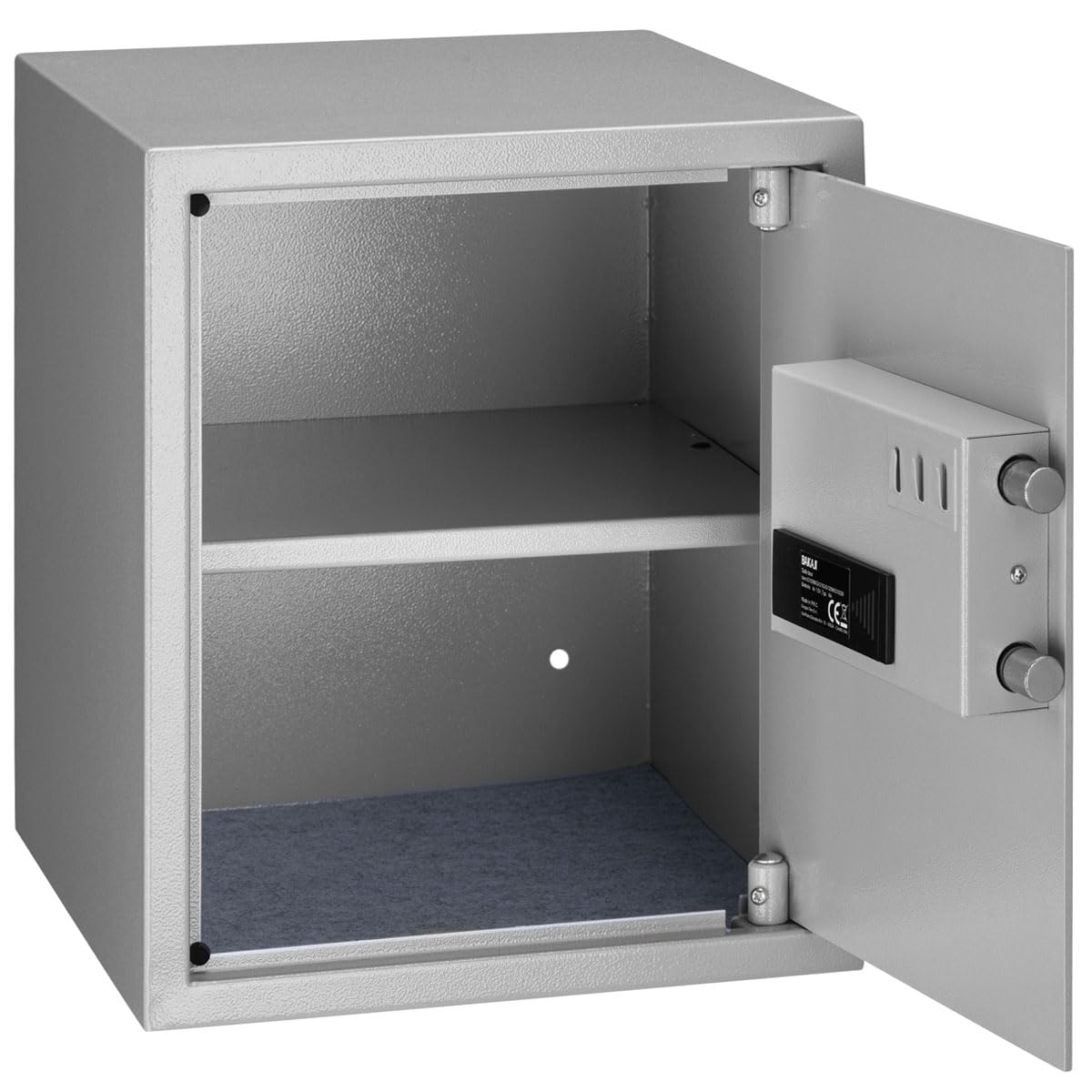BAKAJI Caja fuerte electrónica de seguridad con caja de batería externa, caja de valores y documentos antirrobo para casa, hotel, armario de pared o independiente, 40 x 35 x 40 cm (gris)