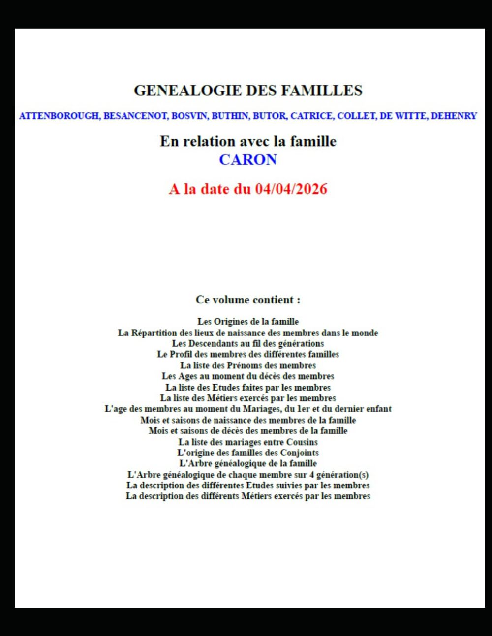 Généalogie Caron - Familles des conjoints - Tome I