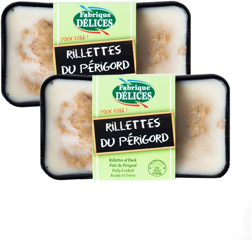 Duck Rillettes Perigord Style - Duck Breast Pate - 7oz - Pork-Free - The Set of 2 Terrines