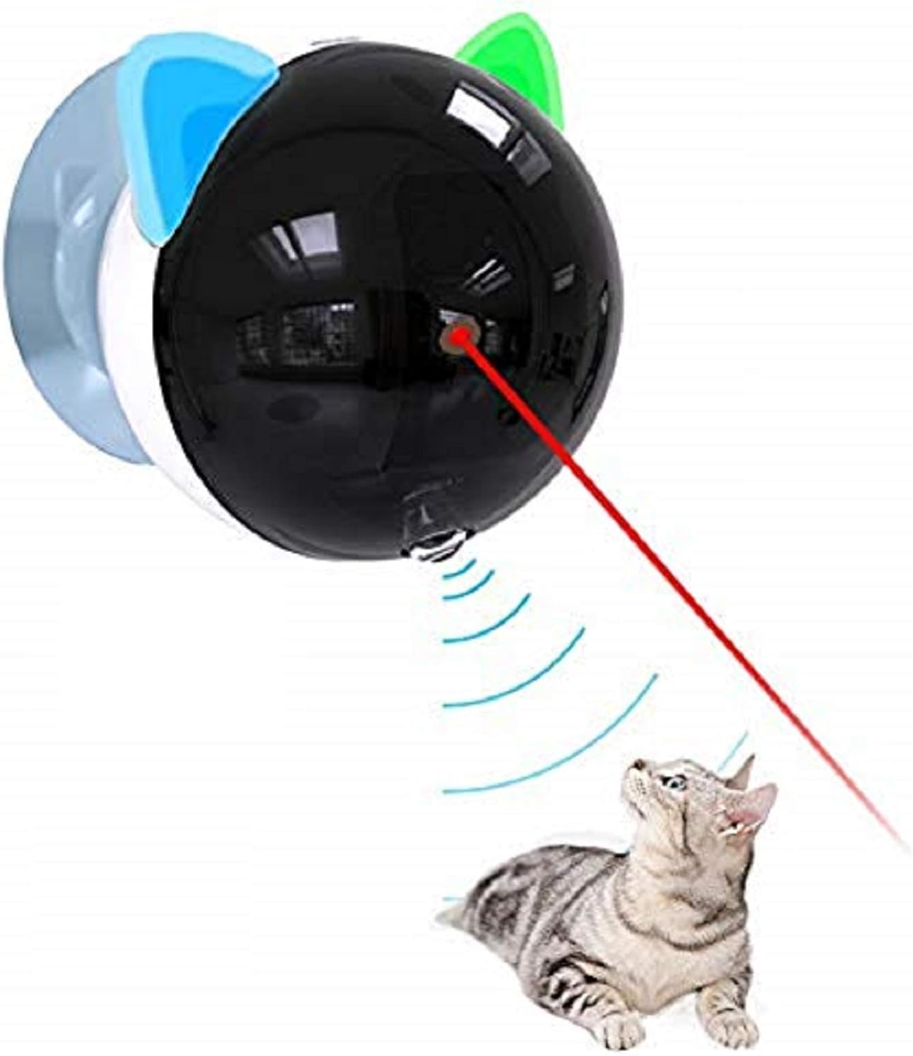 Decdeal Juguete para gatos automático interactivo con luz LED con base de muelle, recargable por USB, detección de inducción, montaje en pared