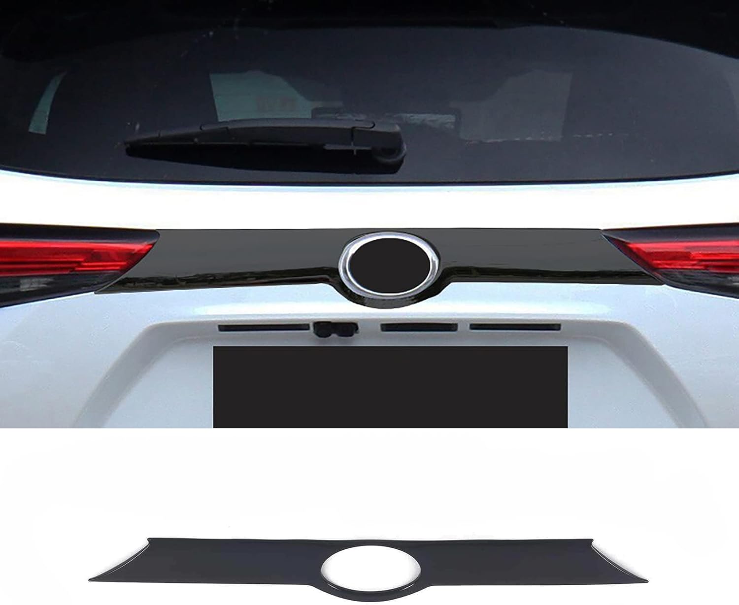 Car Accessories Tail Gate Grille Decoration Protector Guard Plate Fit for Toyota Highlander 2021 2022 2023 2024 2025 Rear Exterior Trunk Streamer Cover Trim (Glossy Chrome Style) ABS 1 PC