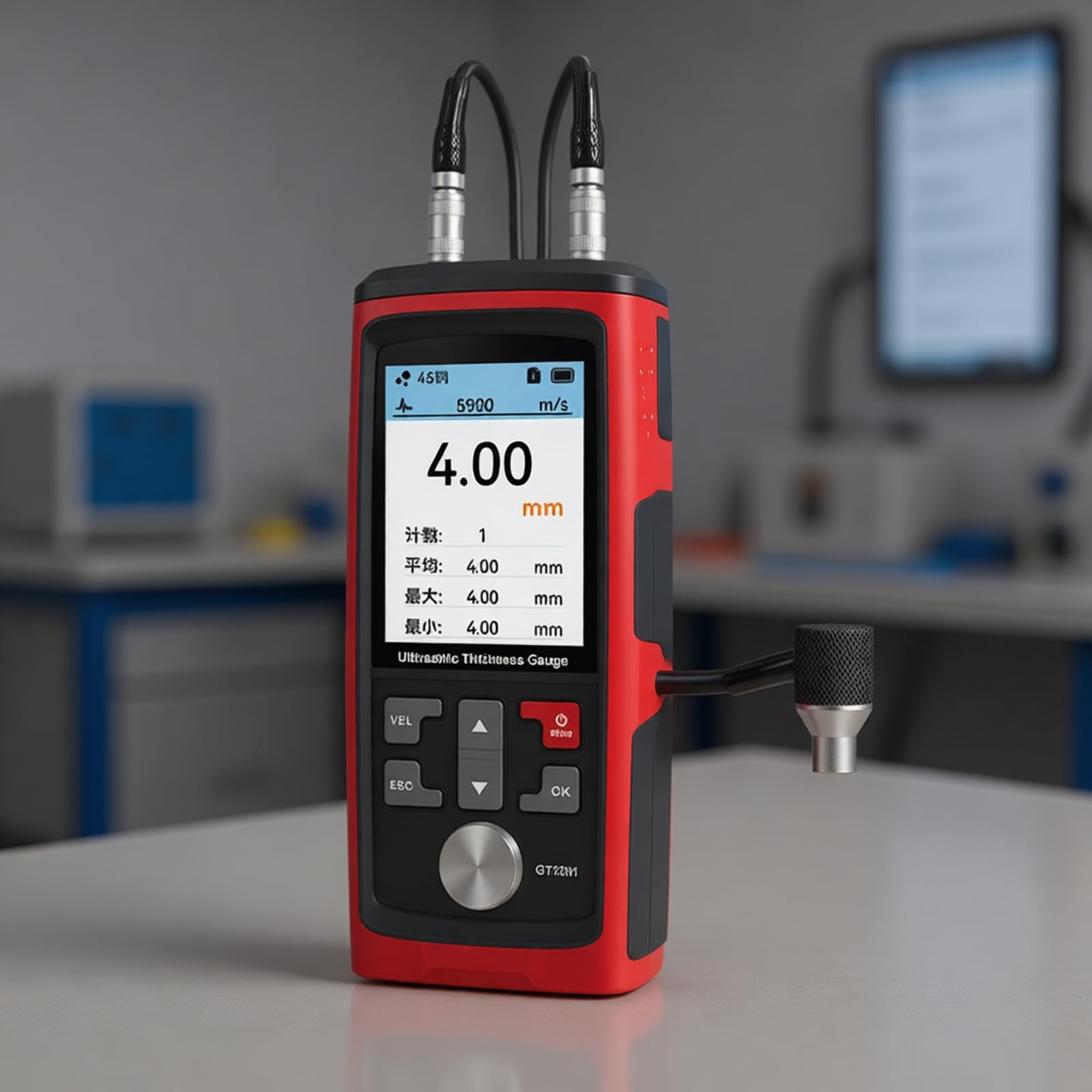 Dispositivo portatile di misurazione dello spessore con precisione di 0,05 millimetri e software per la misura di spessore non udibile in ceramica di vetro del metallo