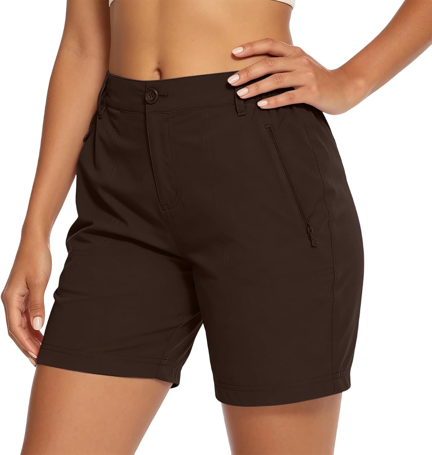 Women's Hiking Cargo Shorts Quick Dry Work Golf Short Lightweight Outdoor Active Summer for Women with Zipper Pockets