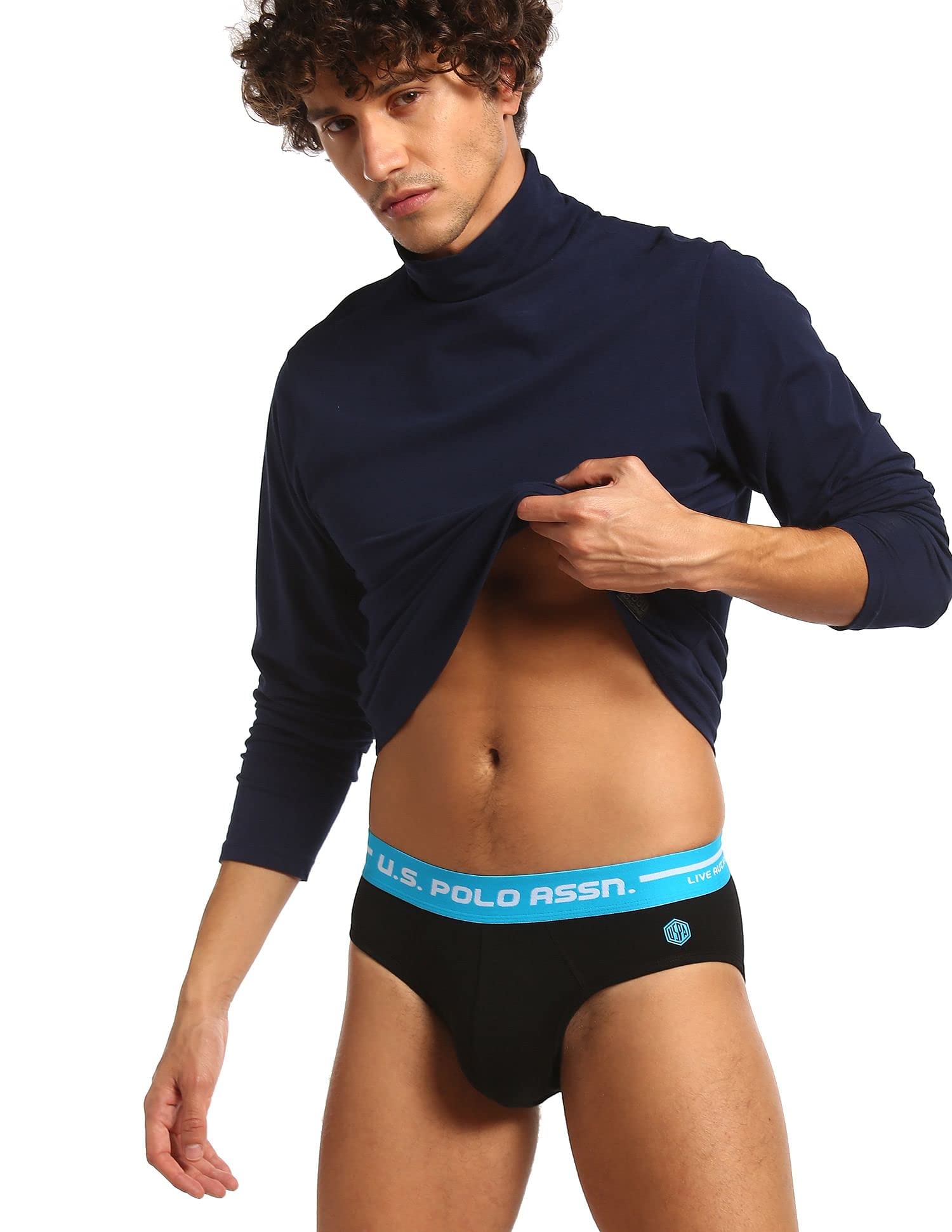 U.S. POLO ASSN.Men Logo Waistband Cotton Stretch IYAH Briefs - Pack of 2