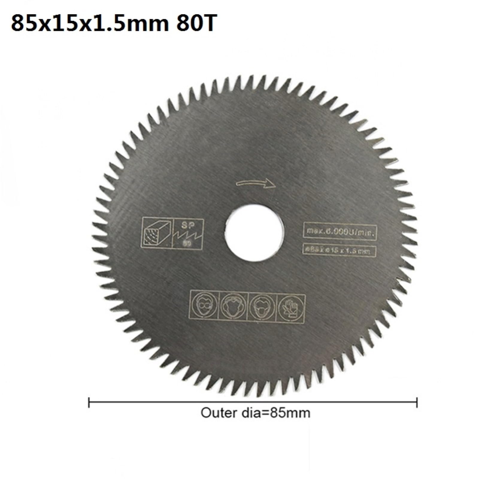 Brzeszczot do cięcia metalu 1PC 85mm otwór 10/15mm 80 zębów elektryczny HSS Mini piła tarczowa brzeszczot do elektronarzędzi akcesoria drewno/metalowa tarcza cięcia(1pc 85x15mm 80T)