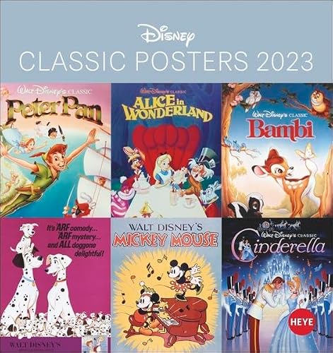 Disney Classic Film Poster Postcard Calendar 2023 - Calendar with Perforated Postcards - for Standing and Hanging - with Monthly Calendar - 16 x 17 cm