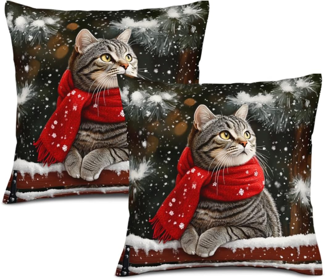 Winter Frog Decorative Throw Pillow Covers 28x28 Set of 2, Snowflake Porch Outdoor Pillowcase, Sofa Couch Cushion Case Home Decor