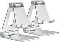 Vista 14 de Nulaxy Paquete de 2 soportes plegables dobles para teléfono celular, soporte plegable para teléfono de escritorio totalmente ajustable, compatible
