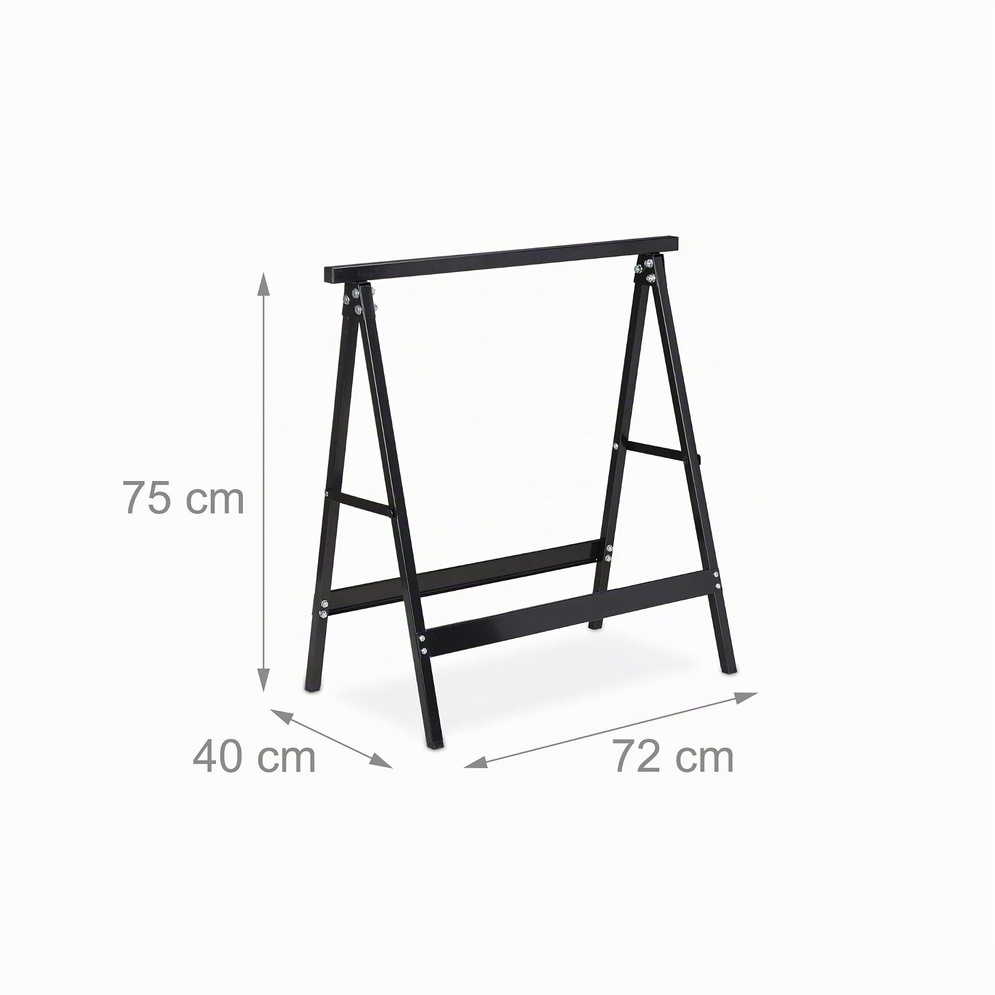 Relaxdays Cavalletto da Lavoro, Set da 2, Stabile, max.100kg, Altezza 75 cm, Salvaspazio, Acciaio, Nero