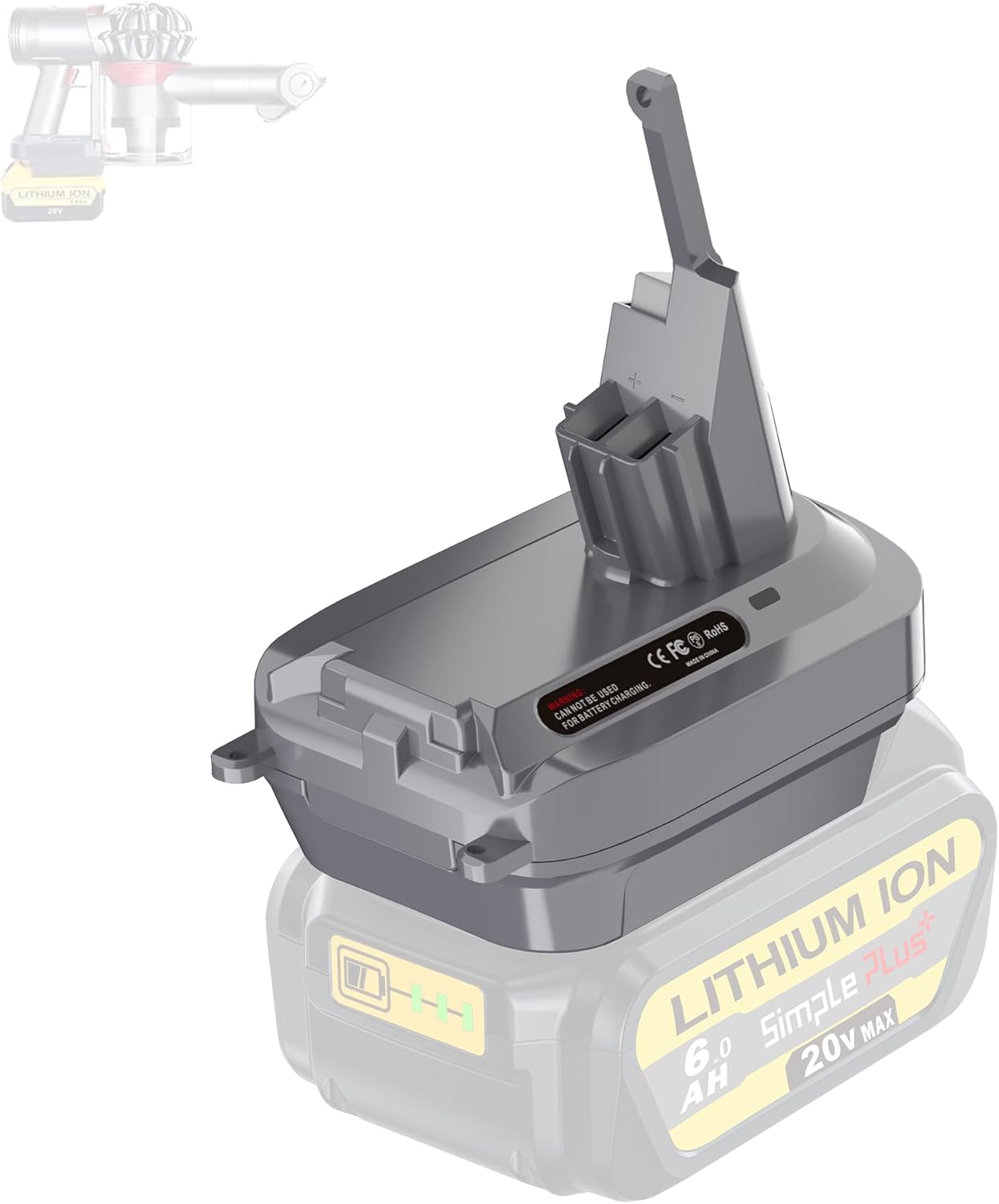 DM18DSV7V8 Battery Adapter Converter Convert Dewalt DCB205 20V Li-ion Batteries Milwaukee M18 18V Battery to for V7 V8 Battery V7/V8 Animal Motorhead Absolute Cordless Vacuums