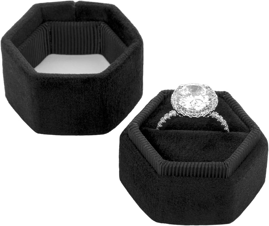 hexagon velvet ring box
