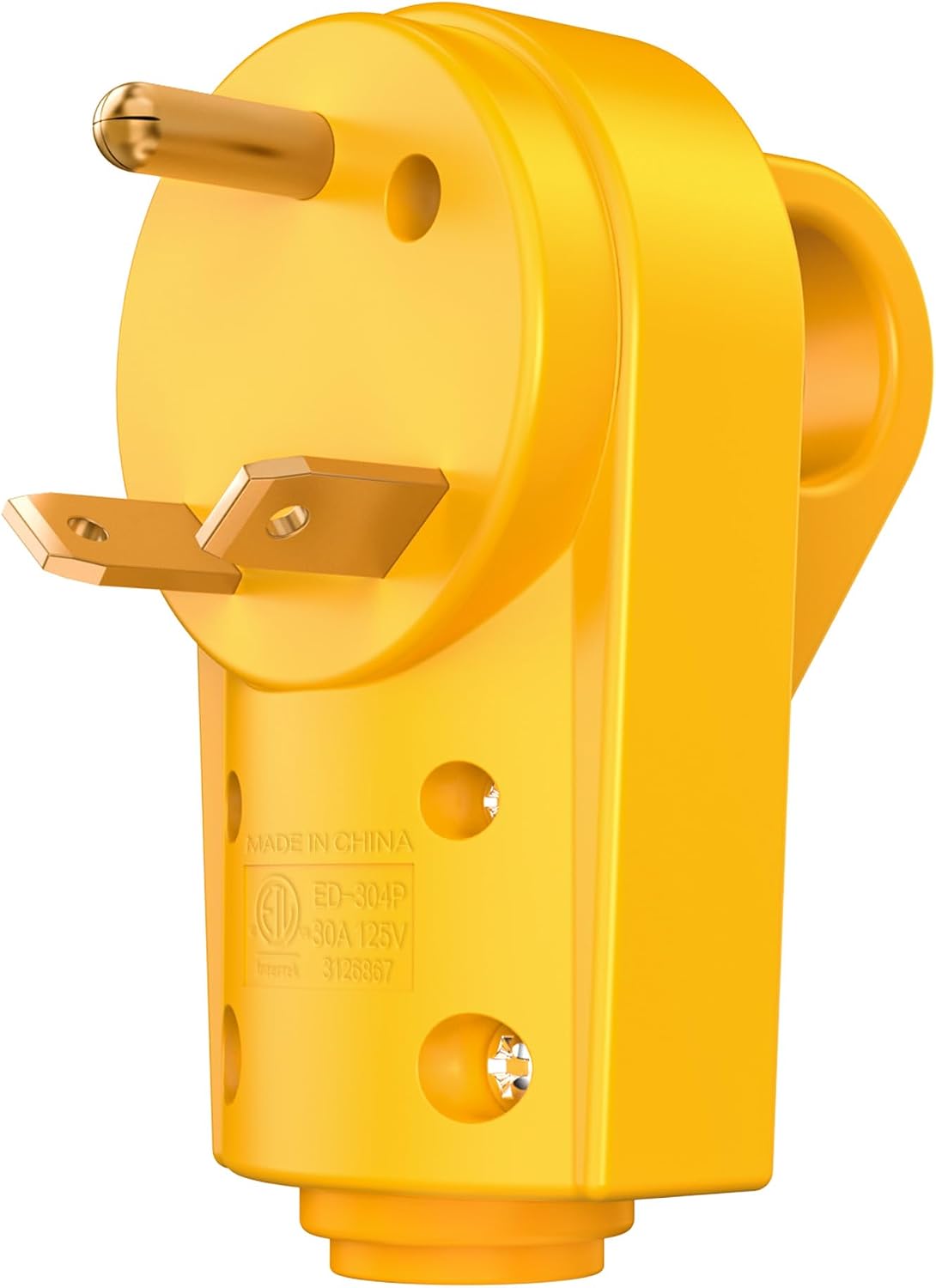 SnowyFox RV 30 Amp Male Replacement Plug - Heavy Duty 30 Amp RV Plug Receptacle with Ergonomic Handle, Designed to Accommodate Wire