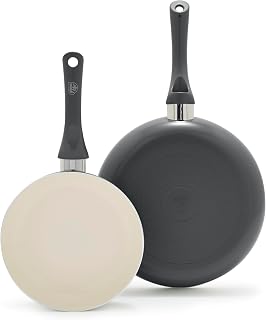 GreenLife 2 Piece (8" & 10") Ceramic Nonstick Skillet Set, Graphite Black