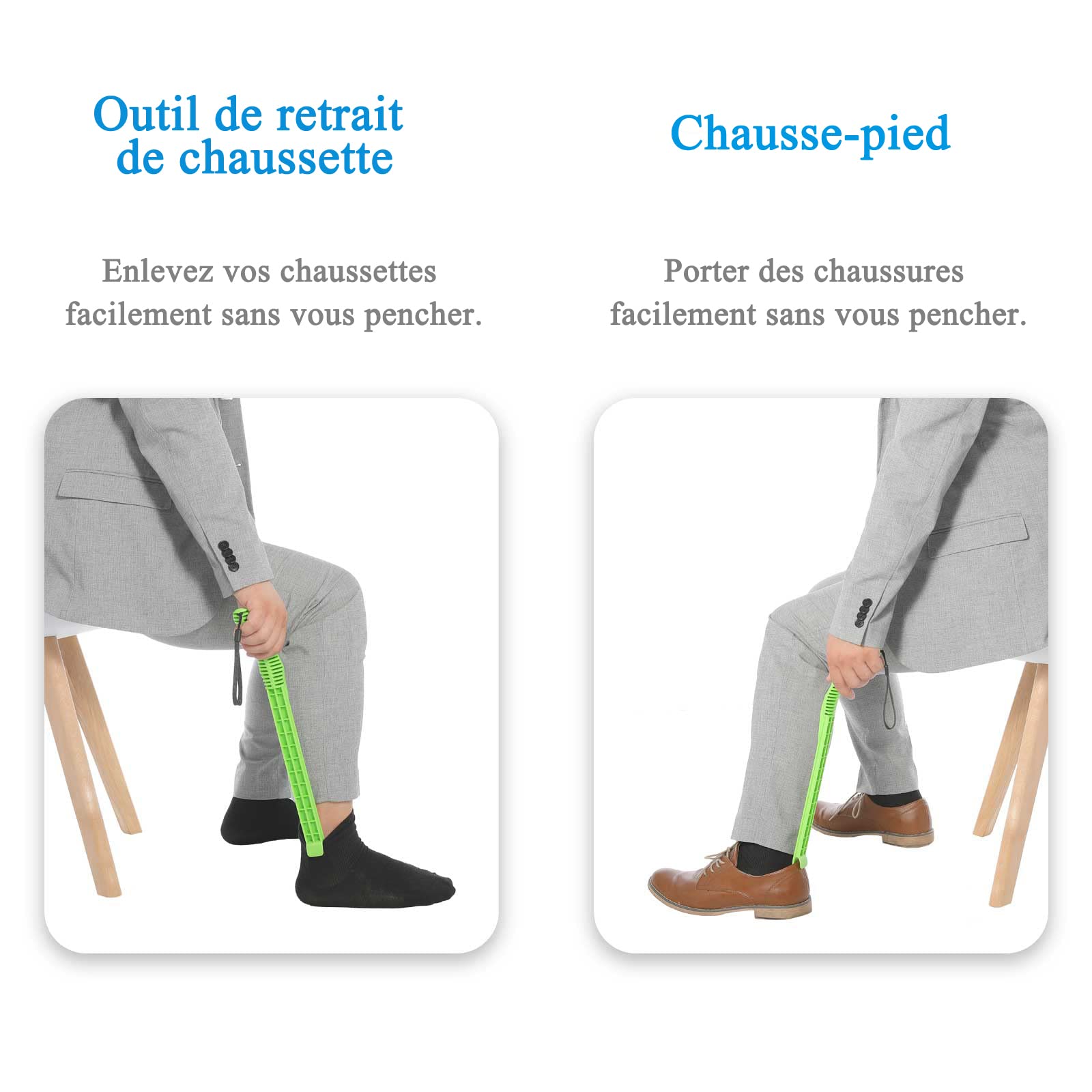 Enfile Chaussettes Kit - Aide à mettre et à enlever chaussettes, chaussures, pantalons - Aide Enfile Bas - Ne Plus Se Baisser, Idéal Personnes Agées, À Mobilité Réduite