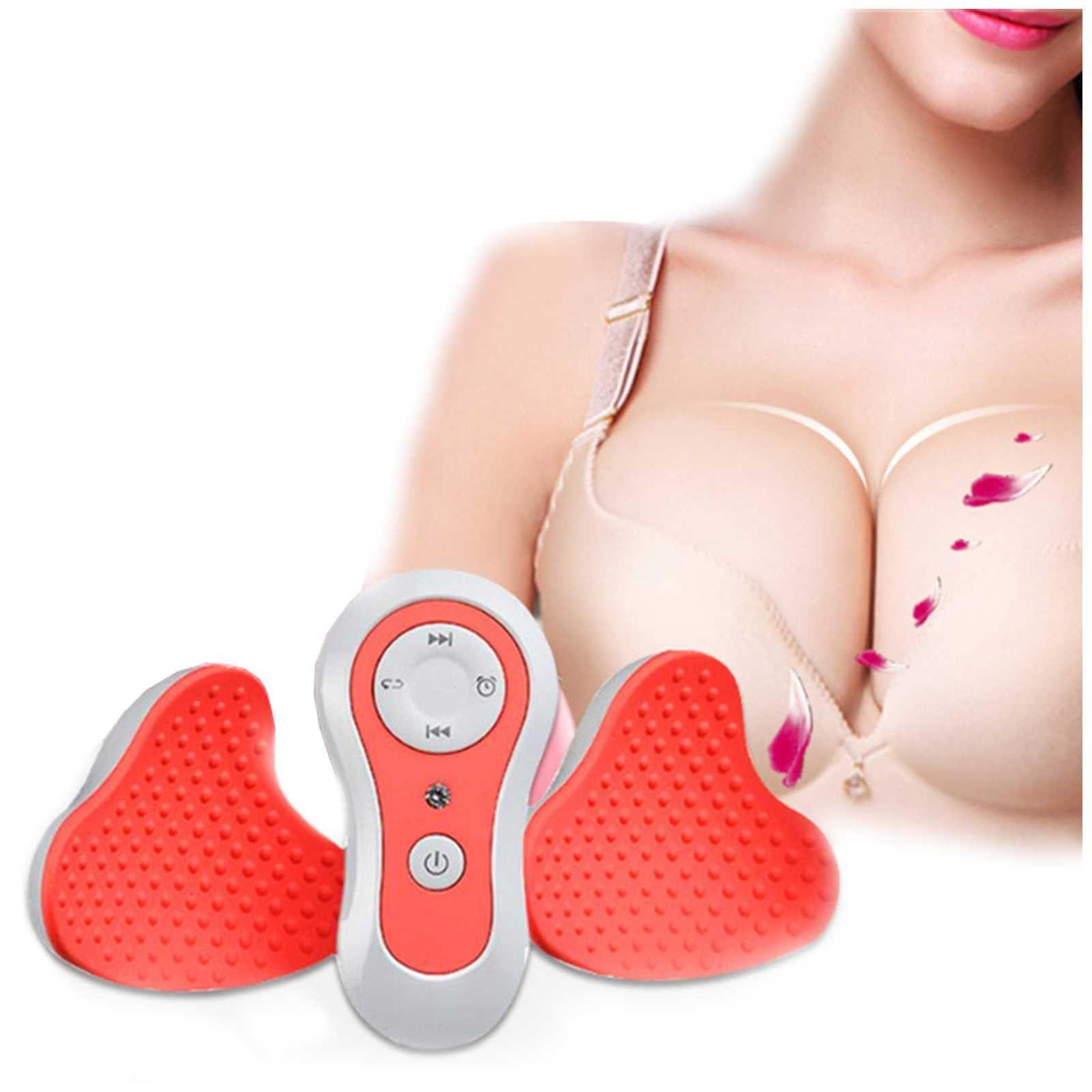 Masajeador de Senos Eléctrico Inalámbrico, Estimulador de Agrandamiento de Senos, 3 Niveles de Compresa Caliente, Cuidado de luz Roja y Azul, Potenciador de Pecho